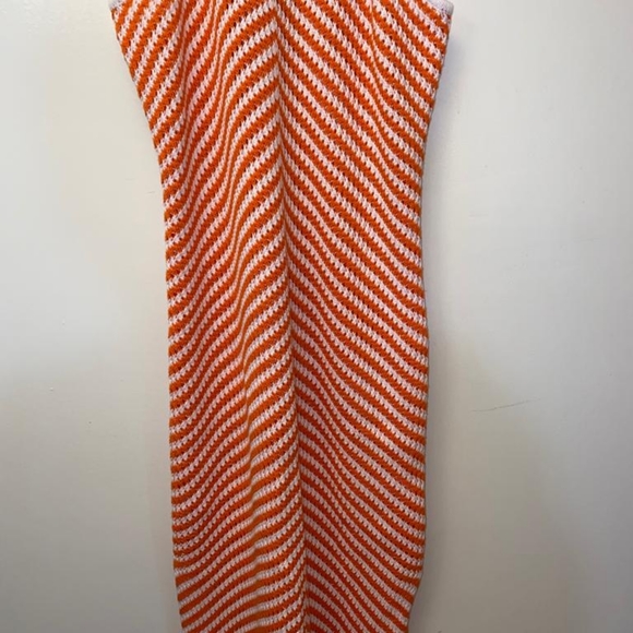 Orange racer spaghetti strap knit dress with double sided slit - Picture 4 of 4